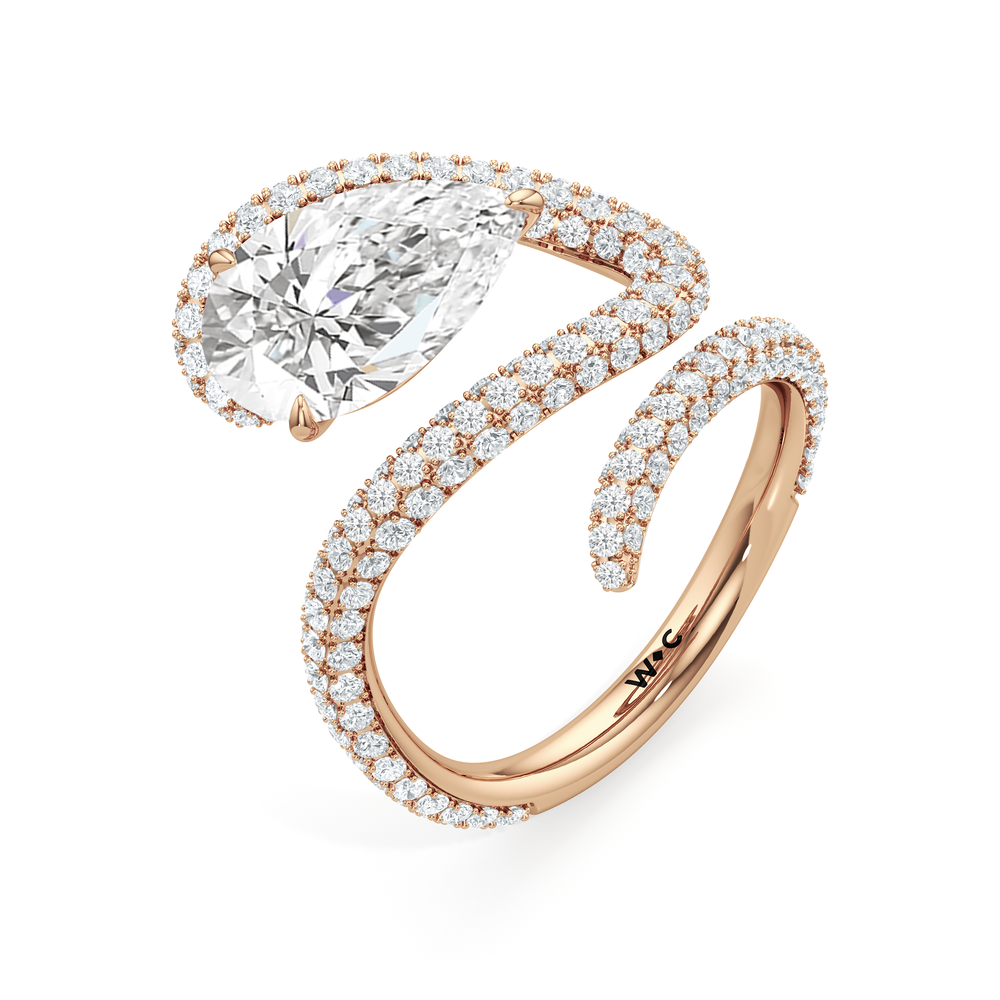 The Aeris Engagement Ring with Pear Cut Diamond in 14KT Rose Gold view 3
