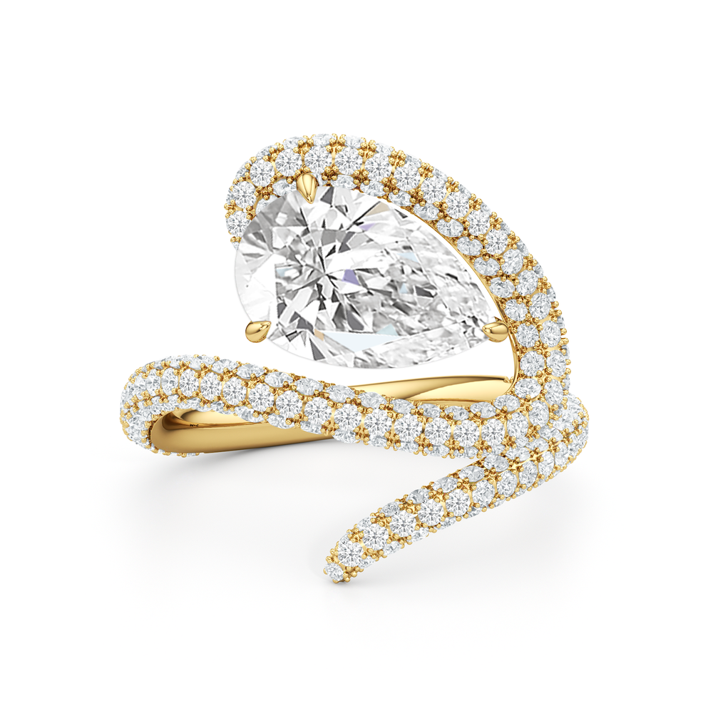 The Aeris Engagement Ring with Pear Cut Diamond in 14KT Yellow Gold view 1
