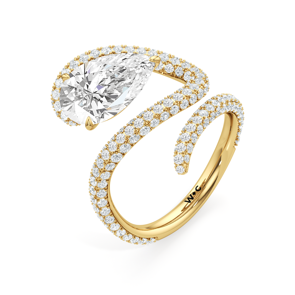 The Aeris Engagement Ring with Pear Cut Diamond in 14KT Yellow Gold view 3
