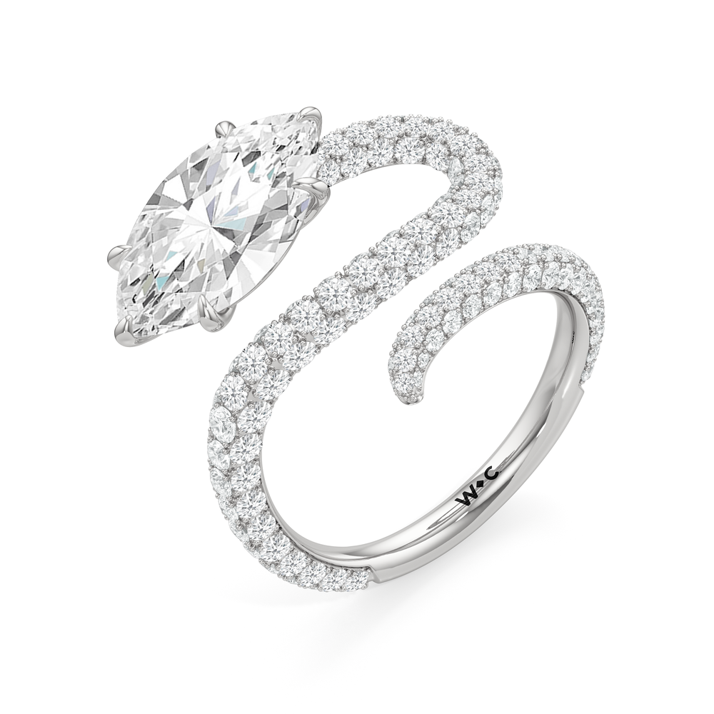 The Siren Engagement Ring with Marquise Cut Diamond in 14KT Platinum view 3
