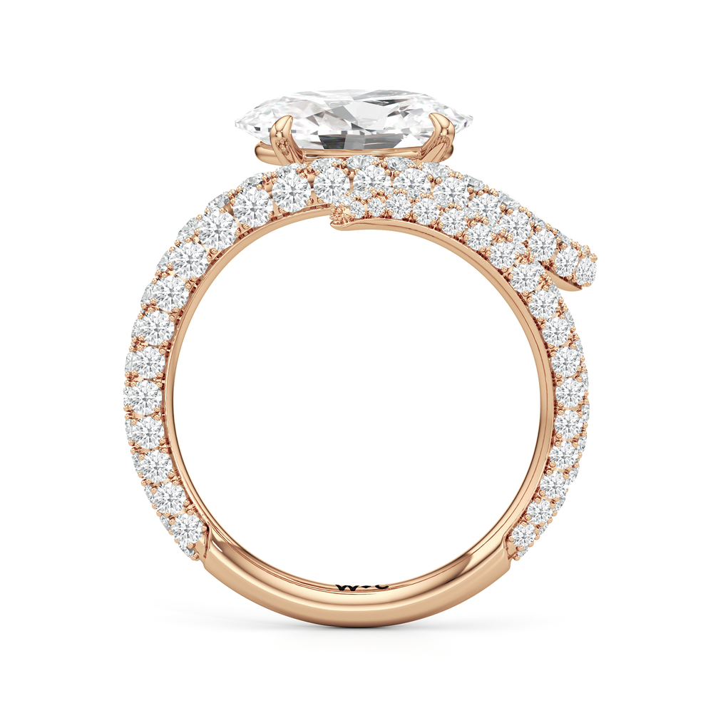 The Siren Engagement Ring with Oval Cut Diamond in 14KT Rose Gold view 2
