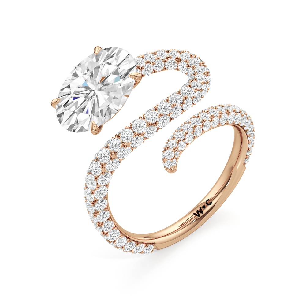 The Siren Engagement Ring with Oval Cut Diamond in 14KT Rose Gold view 3
