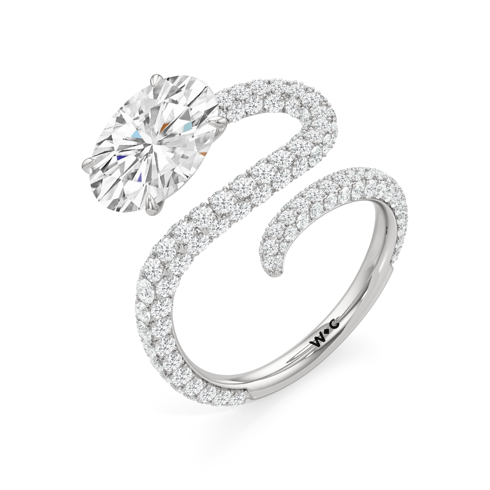 The Siren Engagement Ring with Oval Cut Diamond in 14KT Platinum view 3
