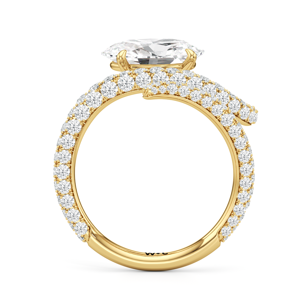 The Siren Engagement Ring with Oval Cut Diamond in 14KT Yellow Gold view 2
