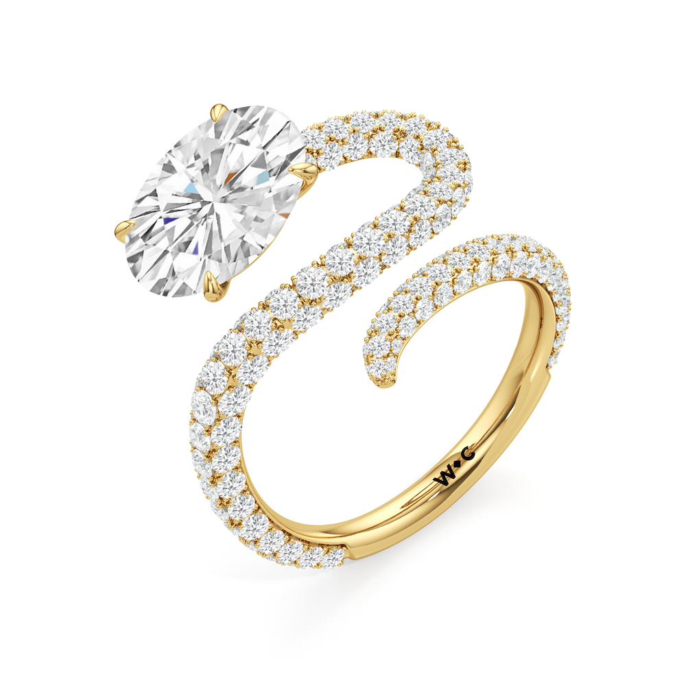 The Siren Engagement Ring with Oval Cut Diamond in 14KT Yellow Gold view 3
