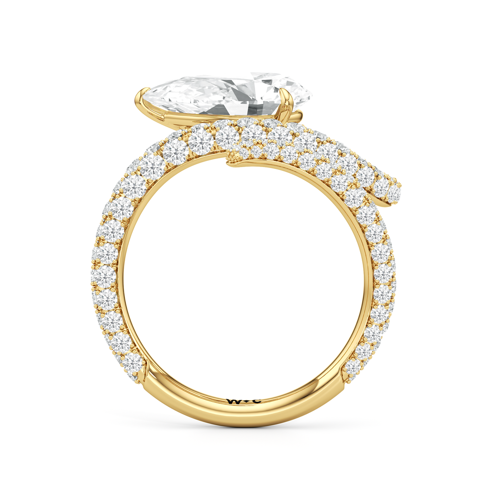 The Siren Engagement Ring with Pear Cut Diamond in 14KT Yellow Gold view 3
