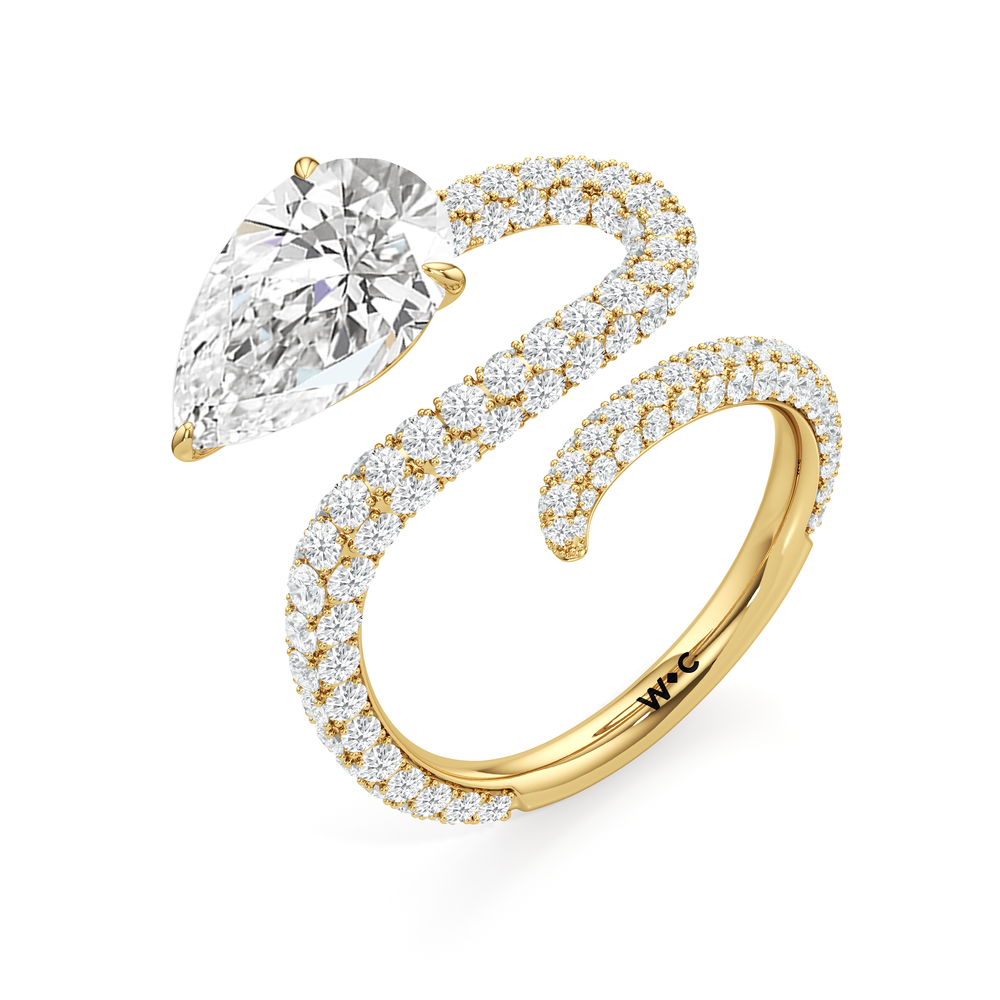 The Siren Engagement Ring with Pear Cut Diamond in 14KT Yellow Gold view 4
