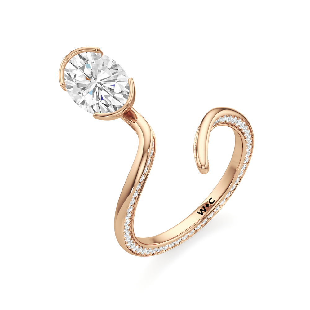 The Delmare Engagement Ring with Oval Cut Diamond in 14KT Rose Gold view 3
