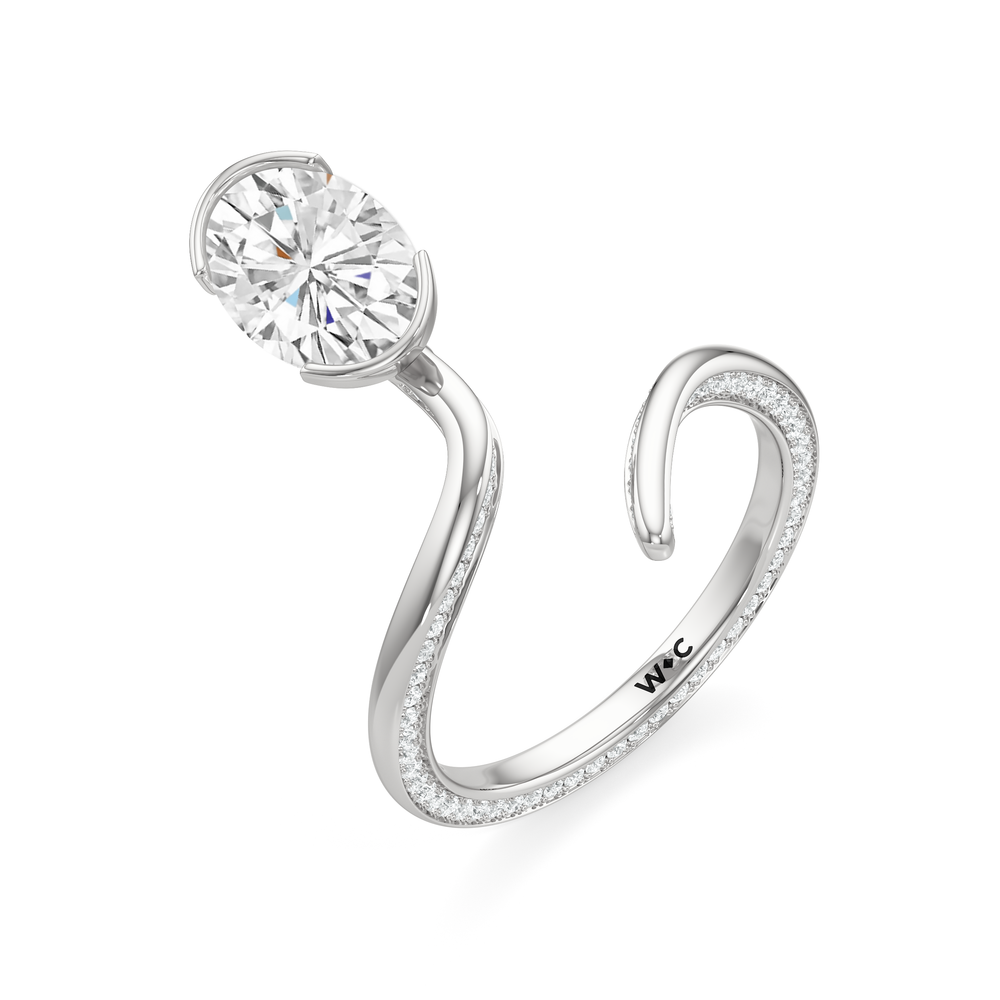 The Delmare Engagement Ring with Oval Cut Diamond in 14KT Platinum view 3

