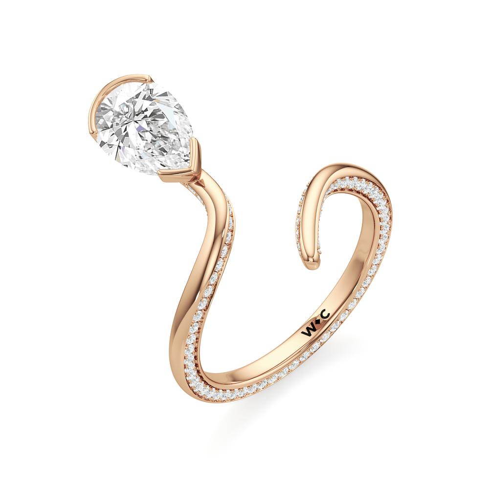 The Delmare Engagement Ring with Pear Cut Diamond in 14KT Rose Gold view 3
