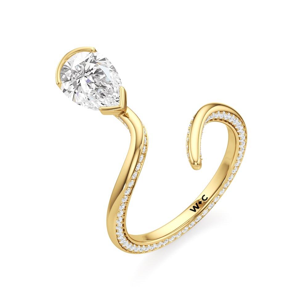 The Delmare Engagement Ring with Pear Cut Diamond in 14KT Yellow Gold view 3
