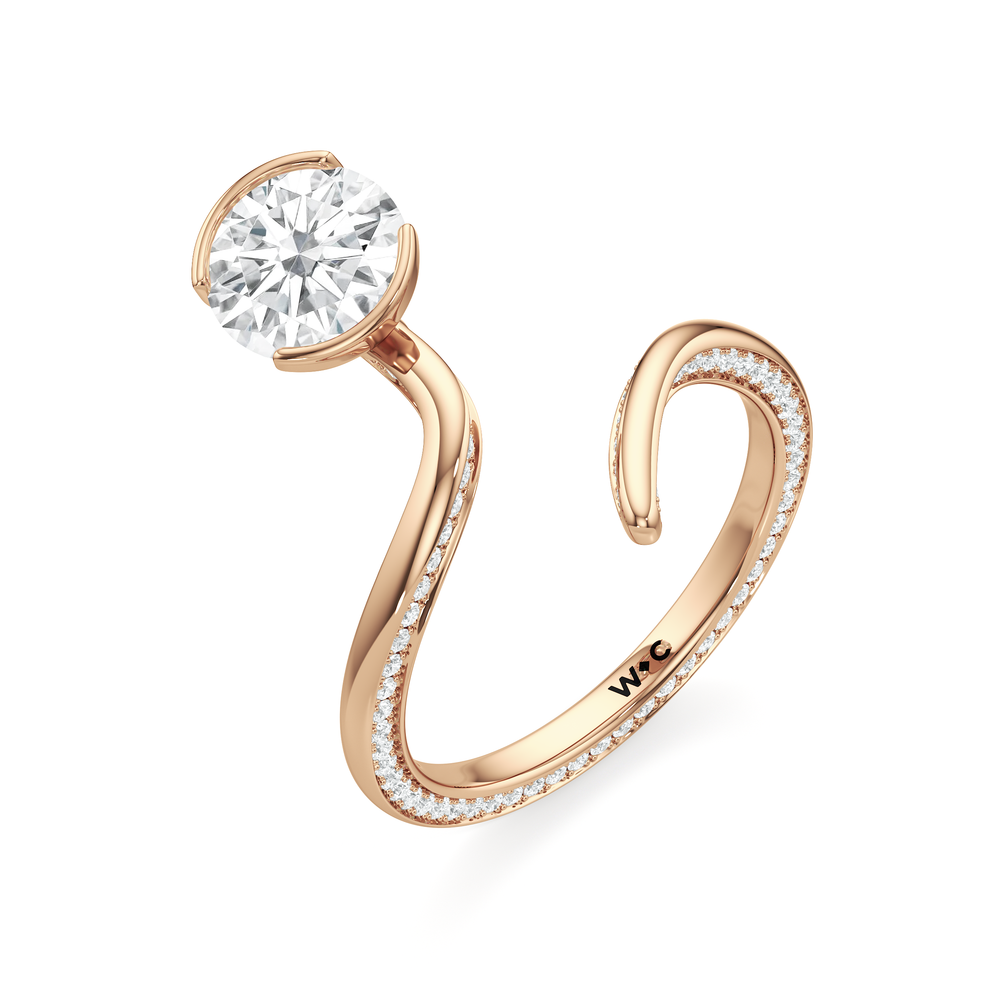 The Delmare Engagement Ring with Round Cut Diamond in 14KT Rose Gold view 3
