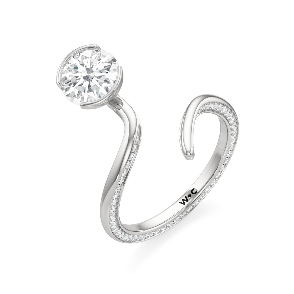 The Delmare Engagement Ring with Round Cut Diamond in 14KT Platinum view 3
