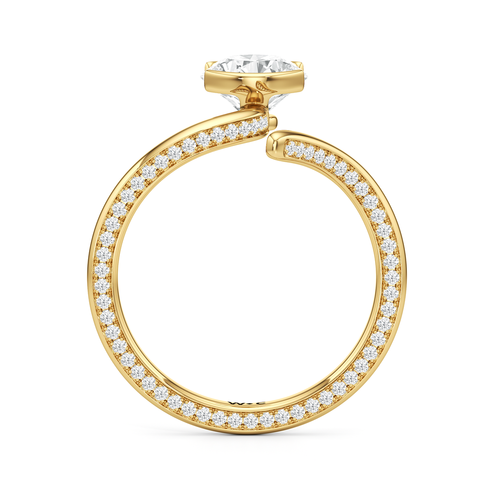 The Delmare Engagement Ring with Round Cut Diamond in 14KT Yellow Gold view 2

