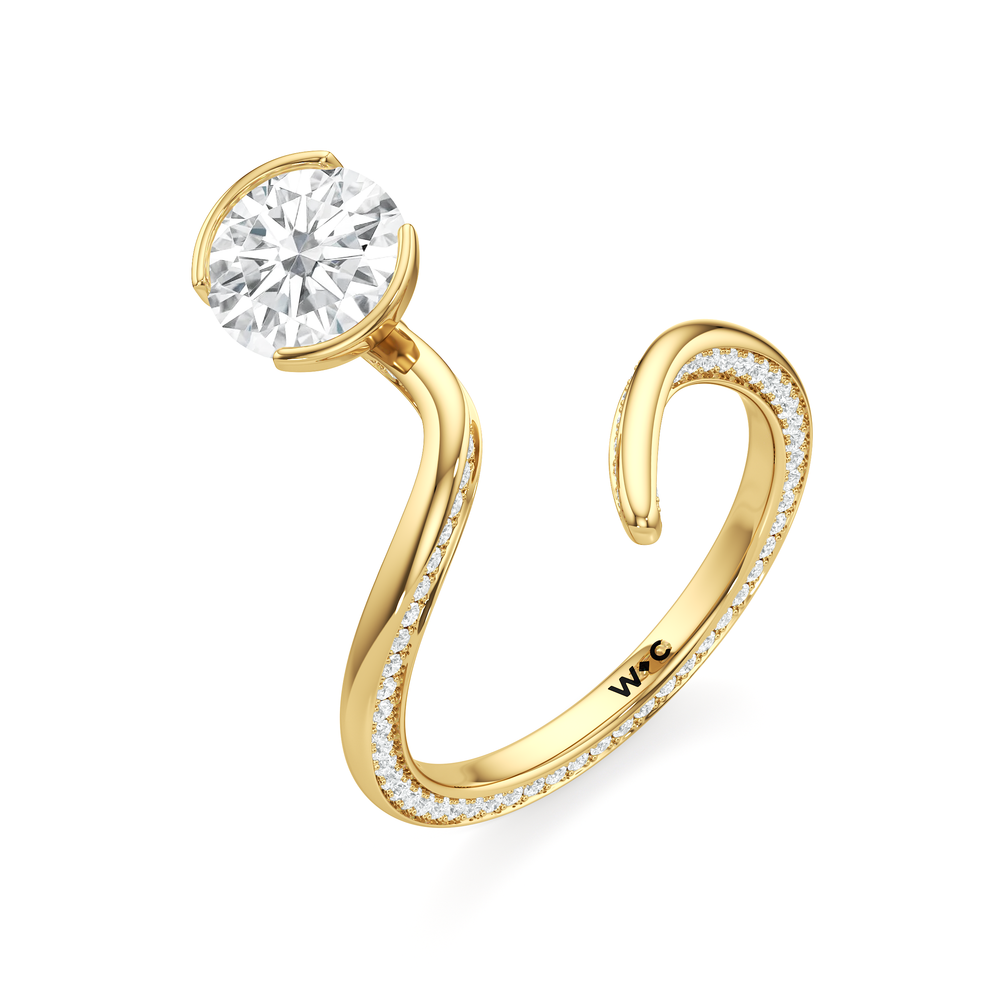 The Delmare Engagement Ring with Round Cut Diamond in 14KT Yellow Gold view 3
