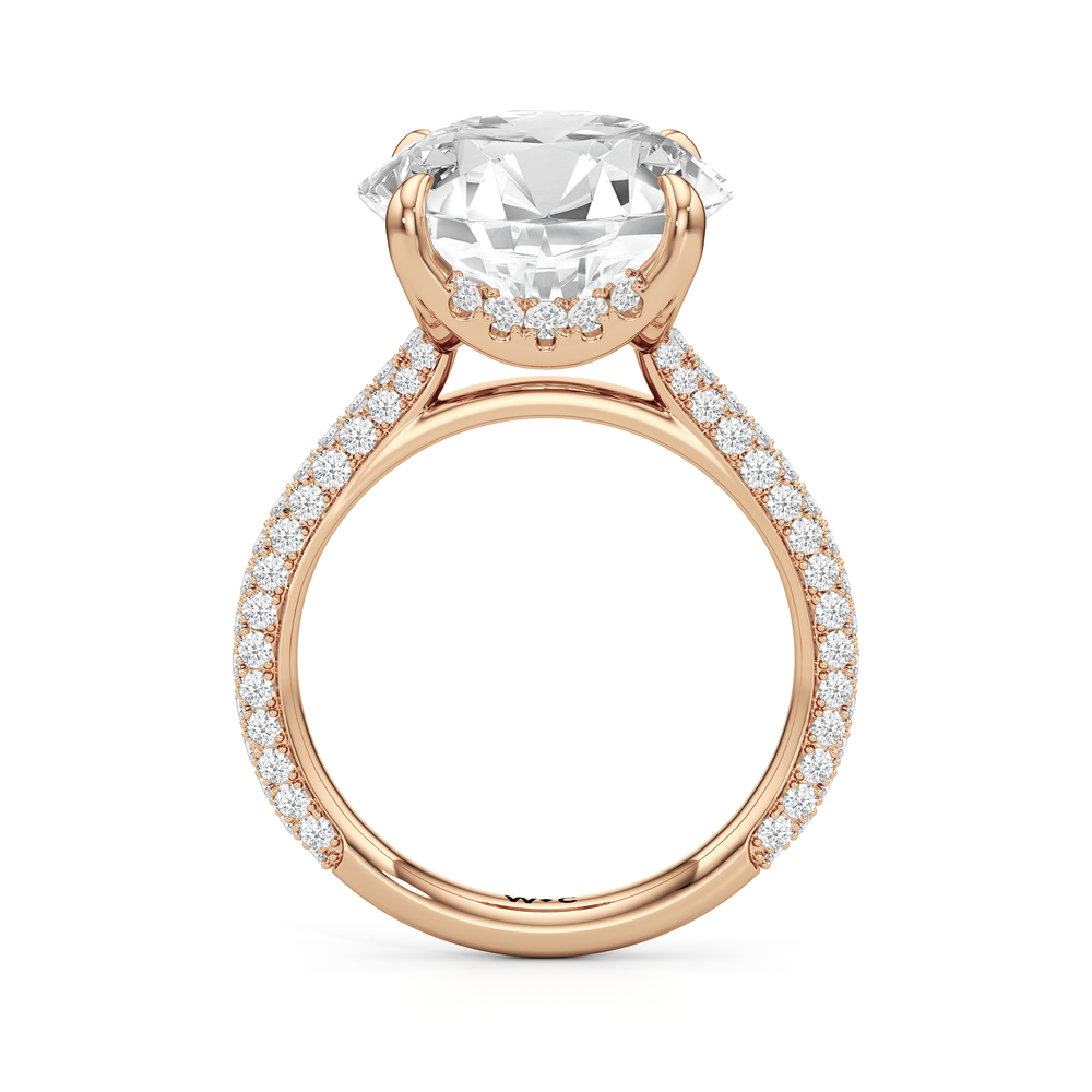 The Atrium Domed Pave Engagmeent Ring with Round Cut Diamond in 14KT Rose Gold view 2
