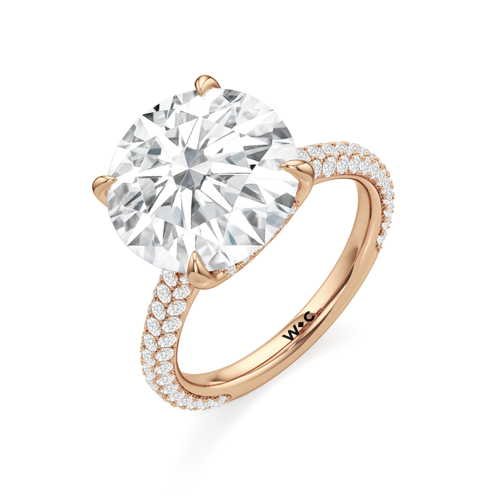 The Atrium Domed Pave Engagmeent Ring with Round Cut Diamond in 14KT Rose Gold view 3
