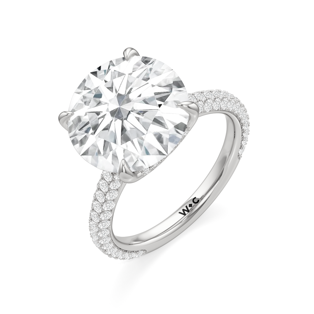 The Atrium Domed Pave Engagmeent Ring with Round Cut Diamond in 14KT Platinum view 3
