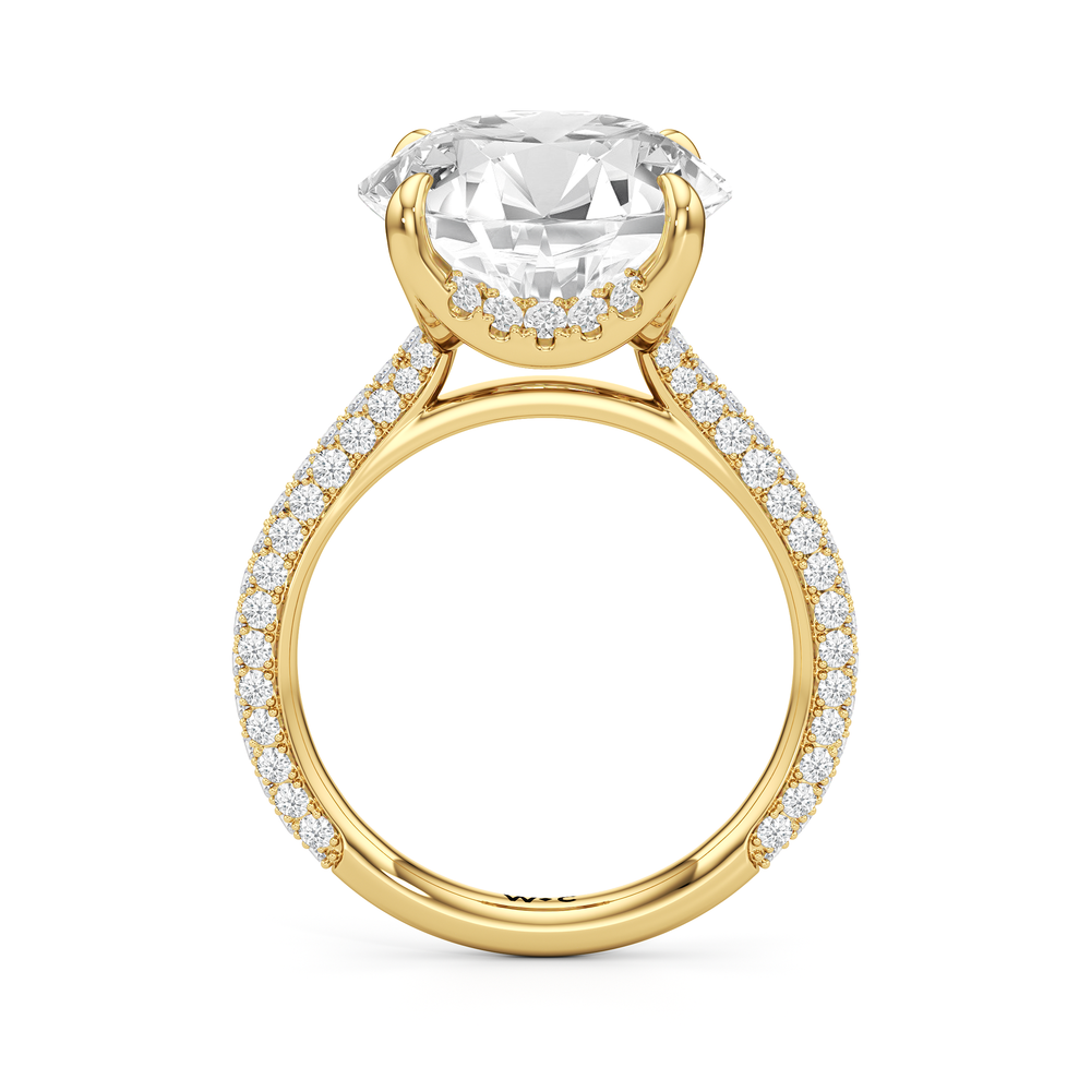 The Atrium Domed Pave Engagmeent Ring with Round Cut Diamond in 14KT Yellow Gold view 2

