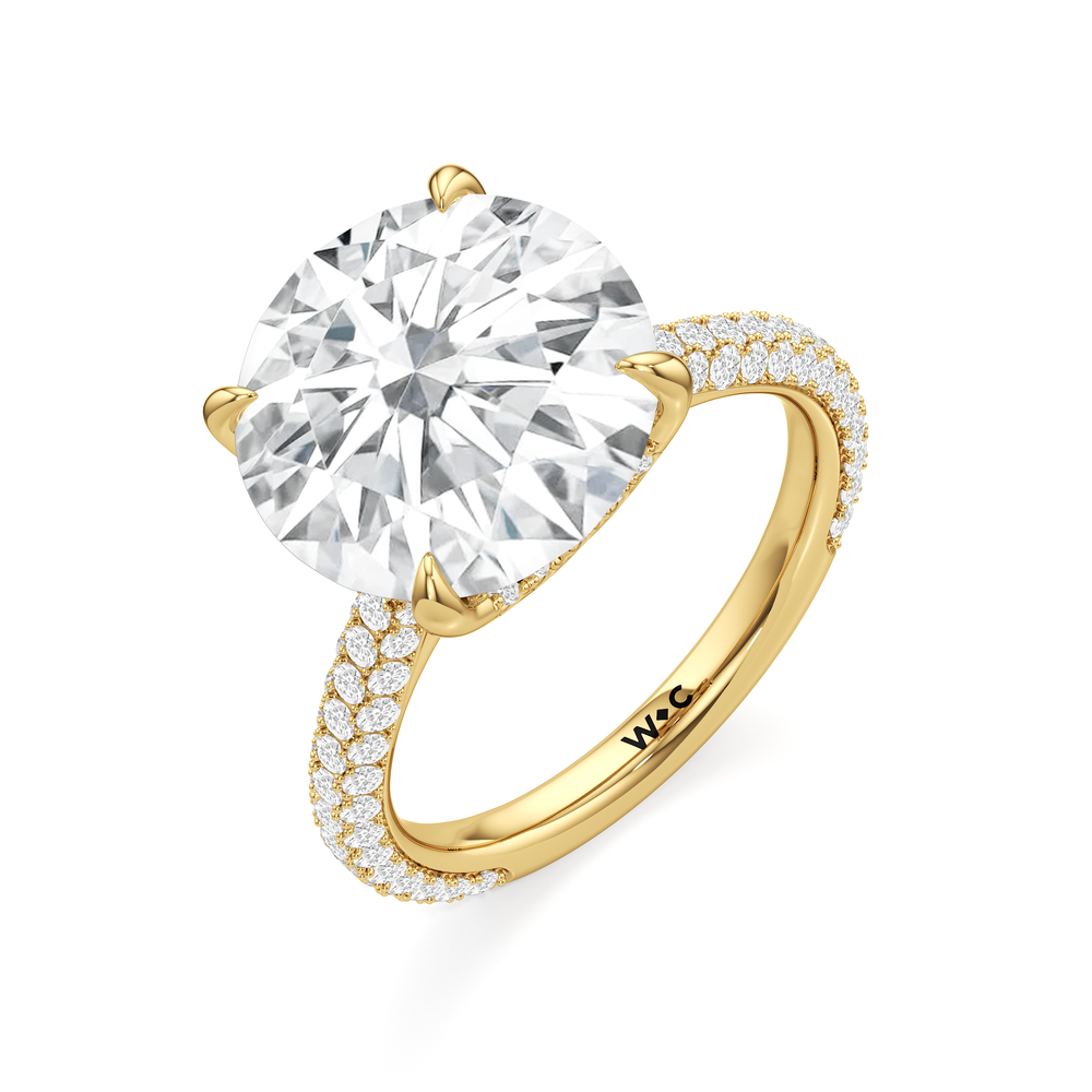 The Atrium Domed Pave Engagmeent Ring with Round Cut Diamond in 14KT Yellow Gold view 3
