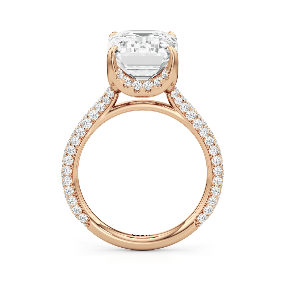 The Cassatt Domed Pave Engagement Ring with Emerald Cut Diamond in 14KT Rose Gold view 6
