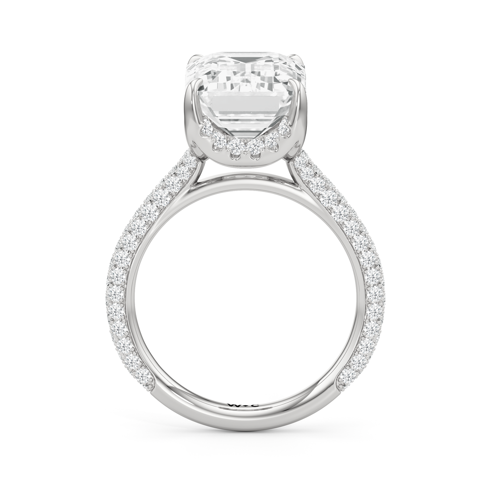 The Atrium Domed Pave Engagmeent Ring with Emerald Cut Diamond in 14KT Platinum view 3
