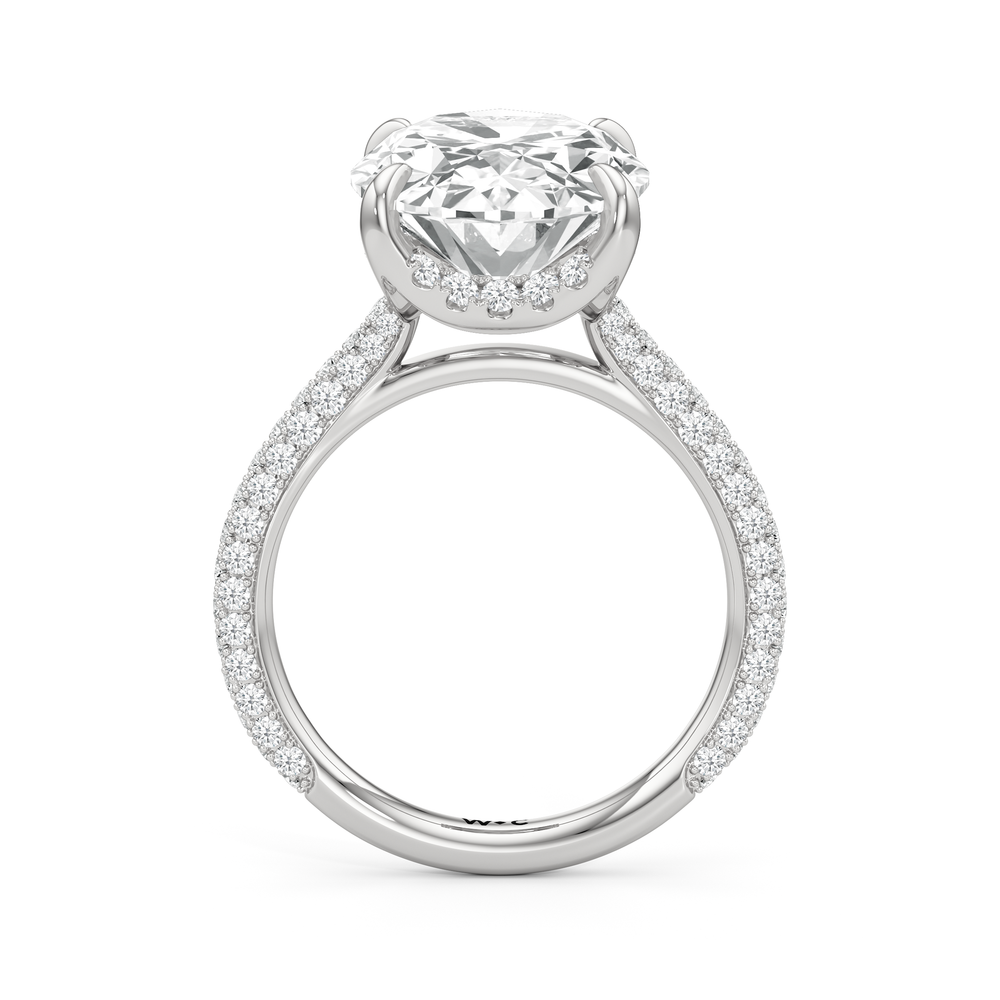 The Atrium Domed Pave Engagmeent Ring with Oval Cut Diamond in 14KT Platinum view 3
