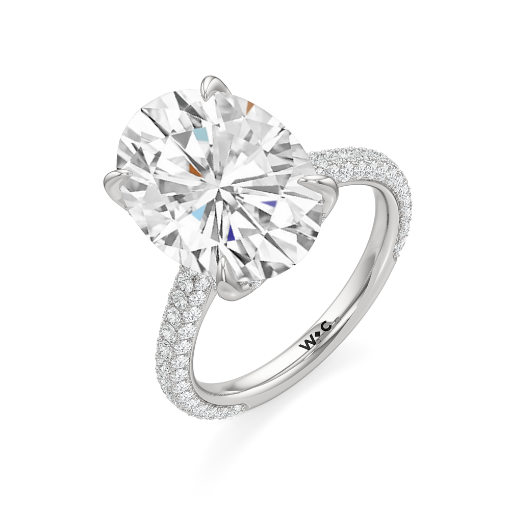 The Atrium Domed Pave Engagmeent Ring with Oval Cut Diamond in 14KT Platinum view 4
