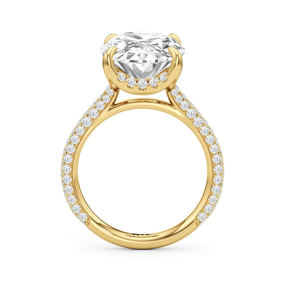 The Atrium Domed Pave Engagmeent Ring with Oval Cut Diamond in 14KT Yellow Gold view 3
