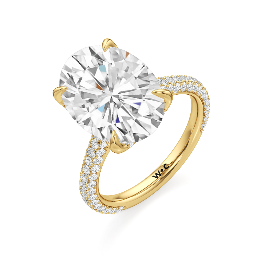 The Atrium Domed Pave Engagmeent Ring with Oval Cut Diamond in 14KT Yellow Gold view 4
