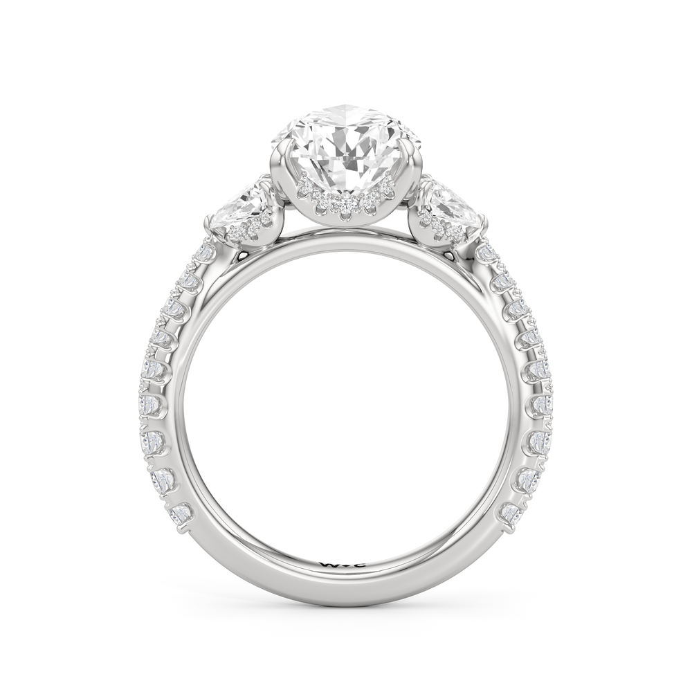 The Atrium Pear Three Stone Engagement Ring with Pear Cut Diamond in 14KT Platinum view 3
