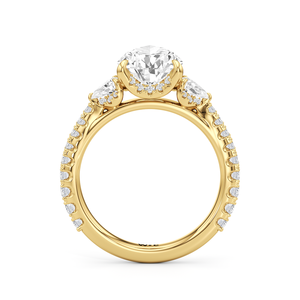 The Atrium Pear Three Stone Engagement Ring with Pear Cut Diamond in 14KT Yellow Gold view 3
