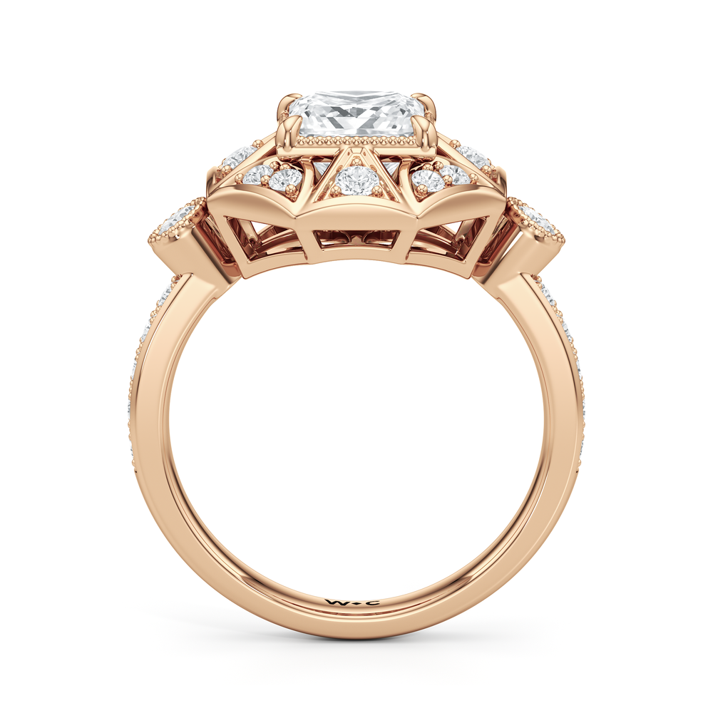 The Lalique Ring with Princess Cut Diamond in 14KT Rose Gold view 3
