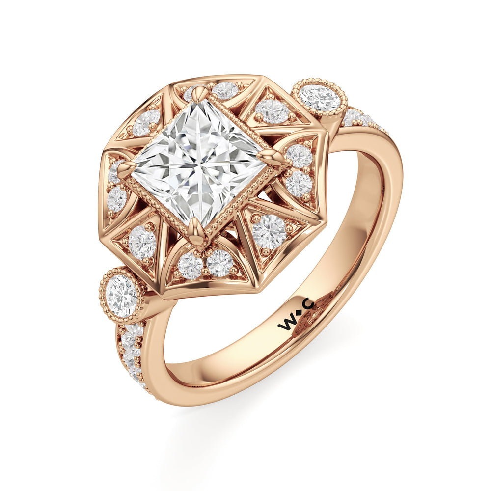 The Lalique Ring with Princess Cut Diamond in 14KT Rose Gold view 4
