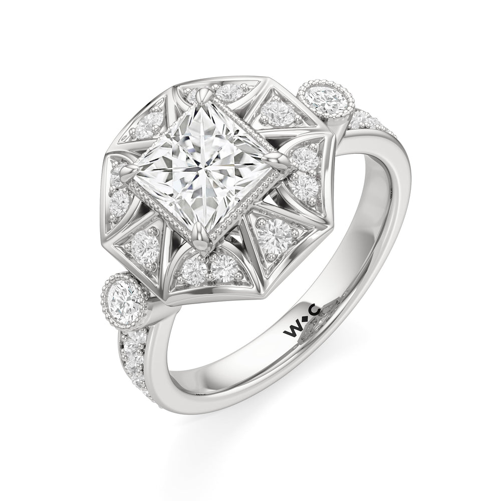 The Lalique Ring with Princess Cut Diamond in 14KT Platinum view 4
