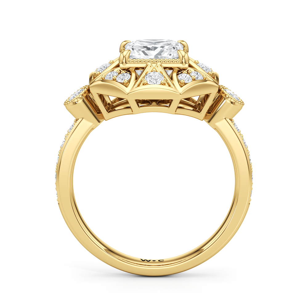 The Lalique Ring with Princess Cut Diamond in 14KT Yellow Gold view 3
