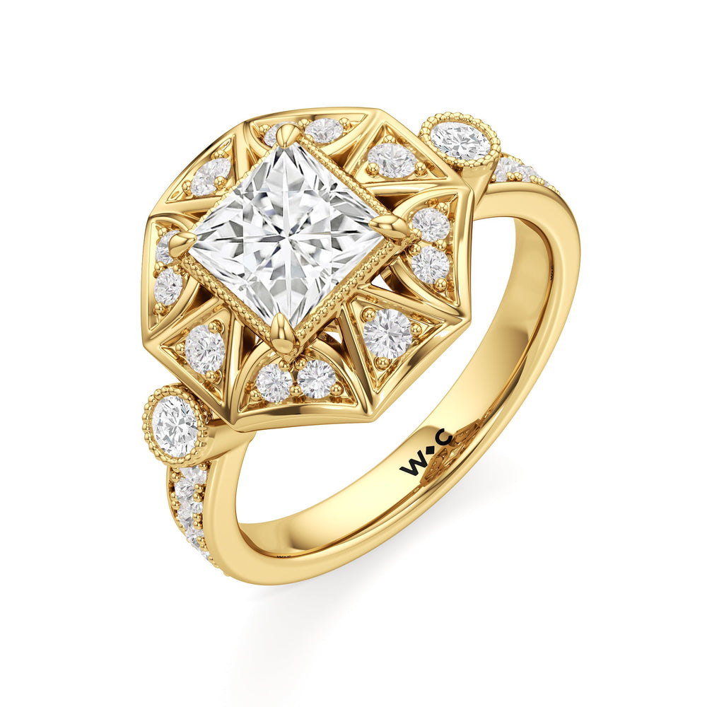 The Lalique Ring with Princess Cut Diamond in 14KT Yellow Gold view 4
