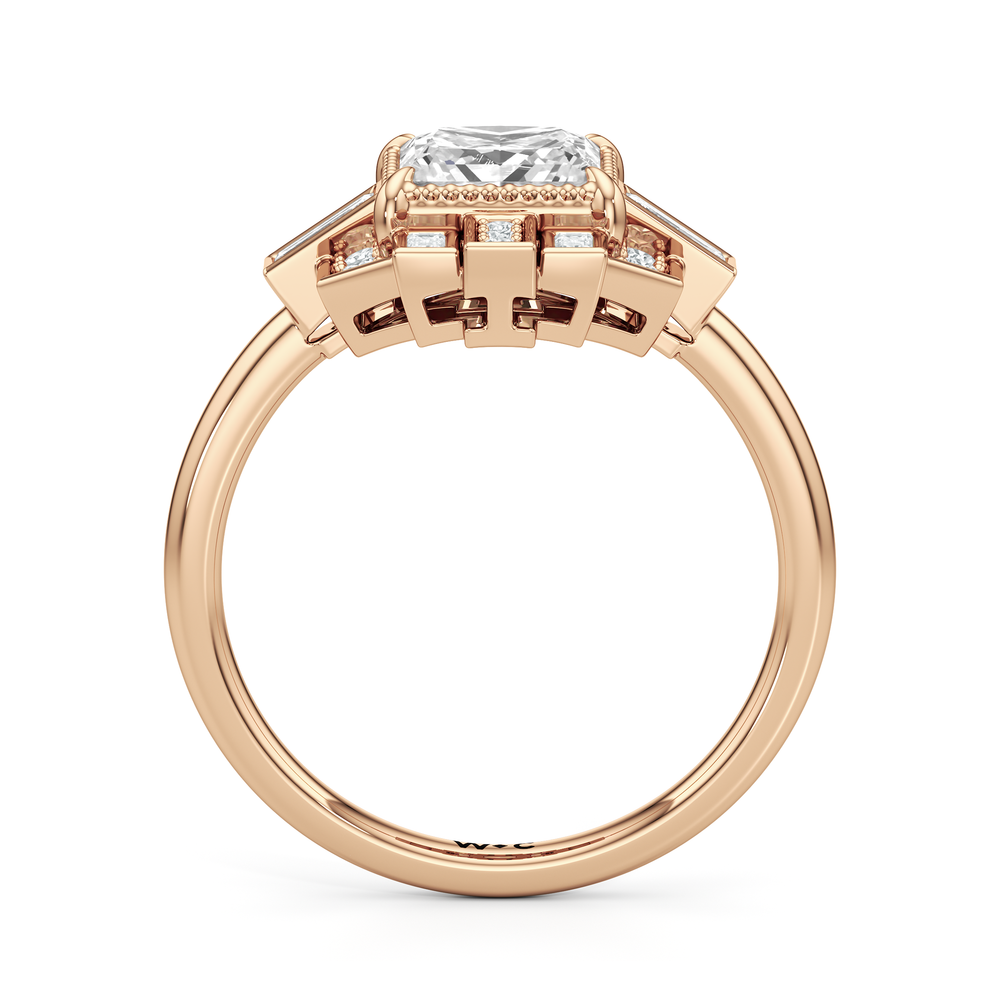 Princess Cut The Gatsby Ring with Lab Grown Diamond in 14KT Rose Gold view 3
