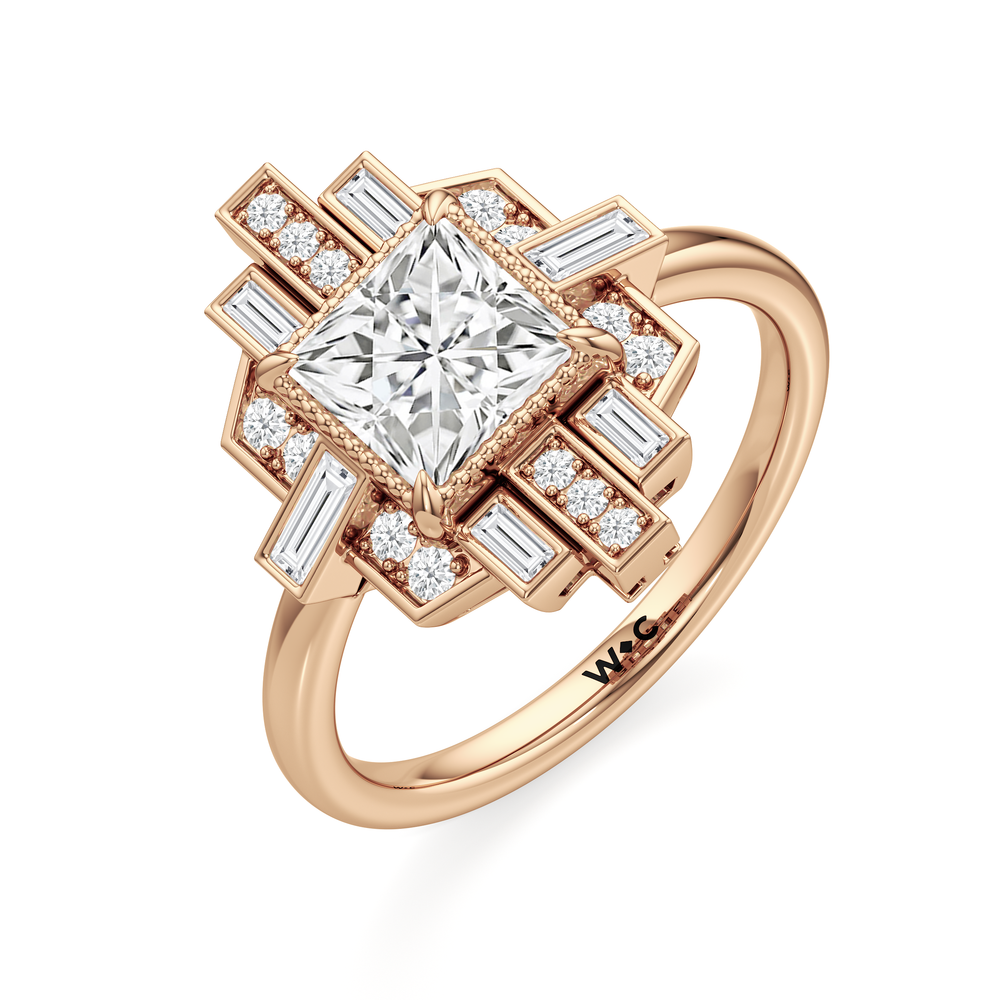 Princess Cut The Gatsby Ring with Lab Grown Diamond in 14KT Rose Gold view 4
