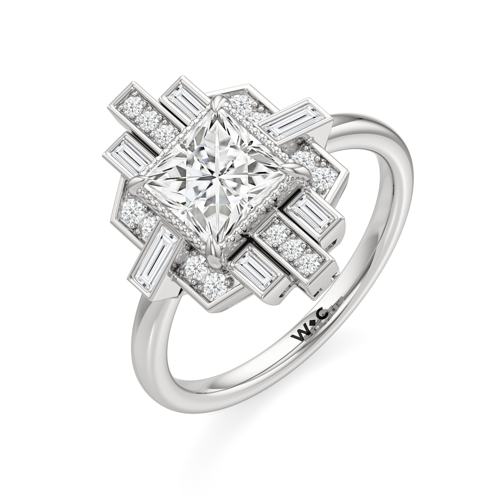 Princess Cut The Gatsby Ring with Lab Grown Diamond in 14KT Platinum view 4
