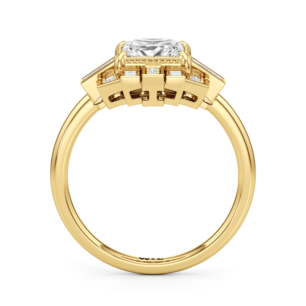 Princess Cut The Gatsby Ring with Lab Grown Diamond in 14KT Yellow Gold view 3
