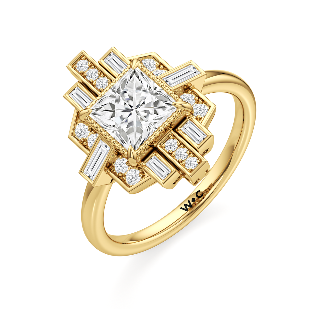 Princess Cut The Gatsby Ring with Lab Grown Diamond in 14KT Yellow Gold view 4
