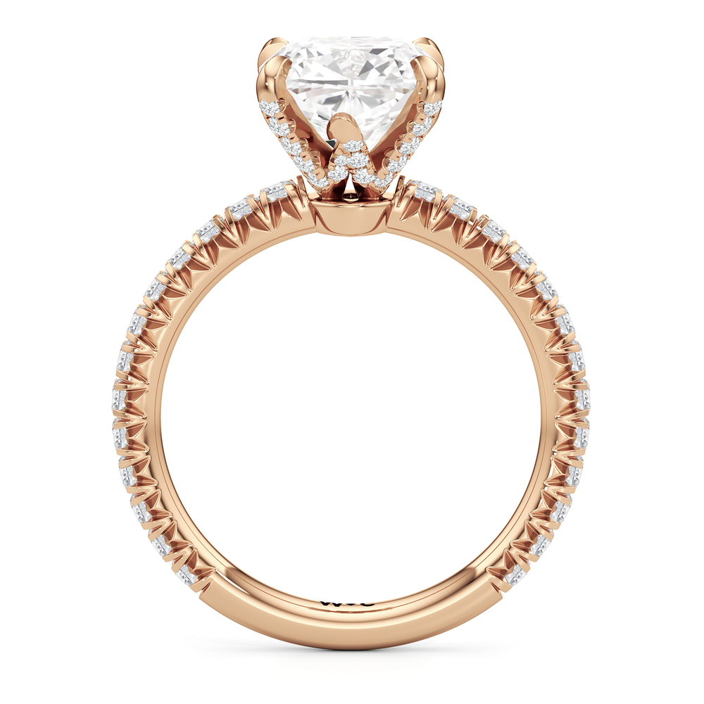The W Icon Engagement Ring with Cushion Cut Diamond in 14KT Rose Gold view 2
