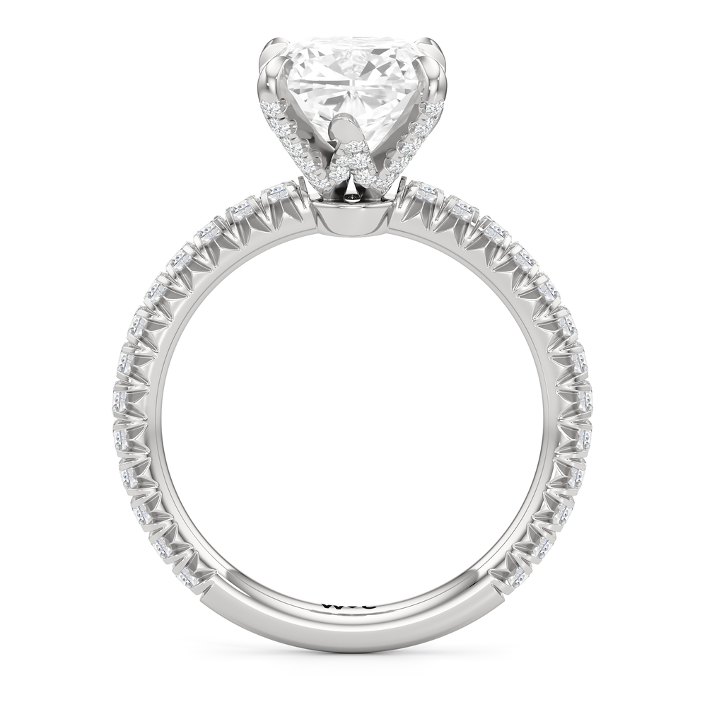 The W Icon Engagement Ring with Cushion Cut Diamond in 14KT Platinum view 2
