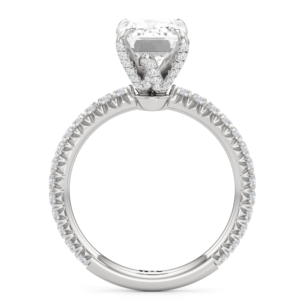 The W Icon Engagement Ring with Emerald Cut Diamond in 14KT Platinum view 2
