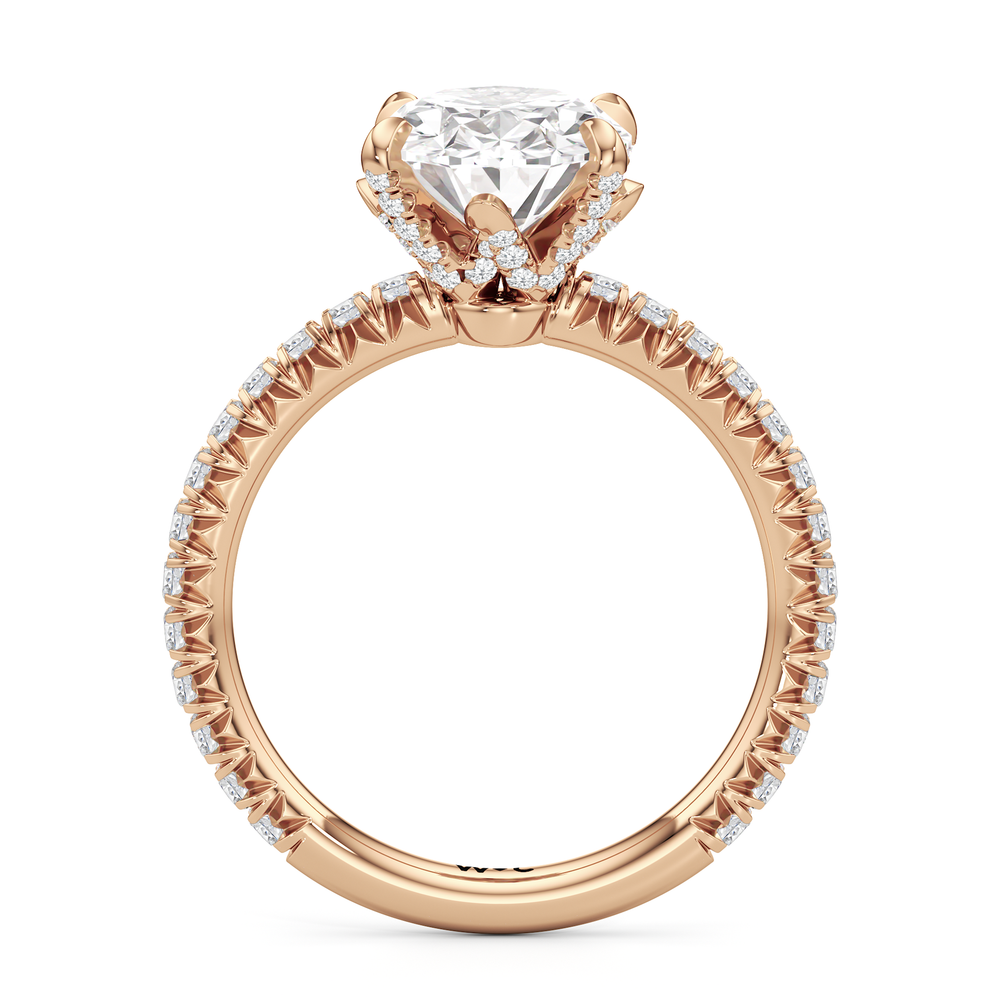 The W Icon Engagement Ring with Oval Cut Diamond in 14KT Rose Gold view 2
