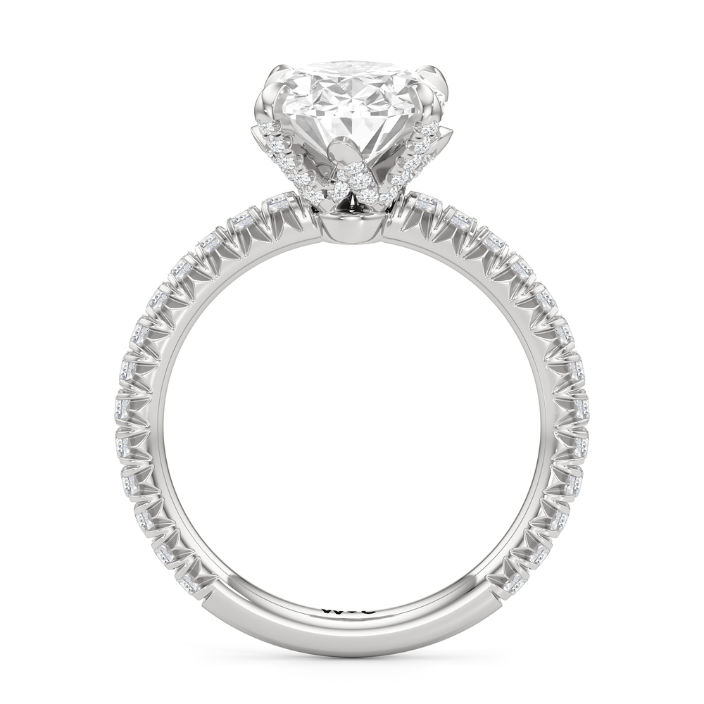 The W Icon Engagement Ring with Oval Cut Diamond in 14KT Platinum view 2
