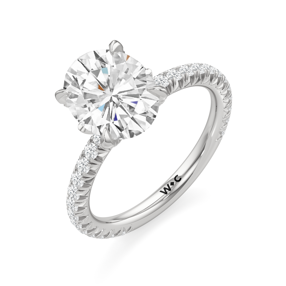 The W Icon Engagement Ring with Oval Cut Diamond in 14KT Platinum view 3
