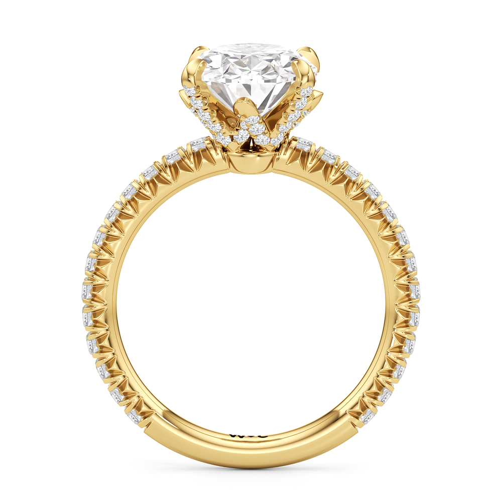 The W Icon Engagement Ring with Oval Cut Diamond in 14KT Yellow Gold view 2

