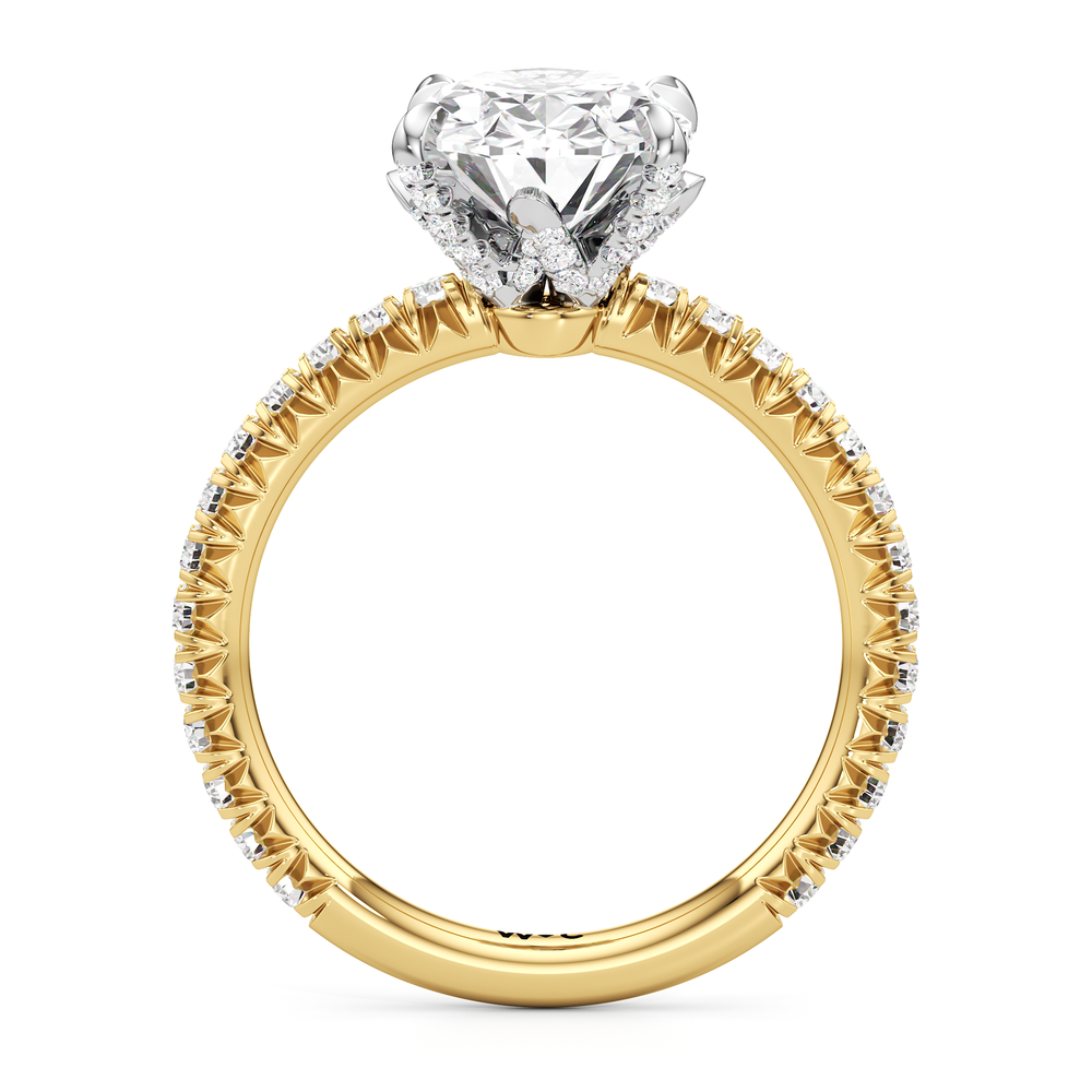 The W Icon Engagement Ring with Oval Cut Diamond in 14KT Yellow Gold & Platinum view 5
